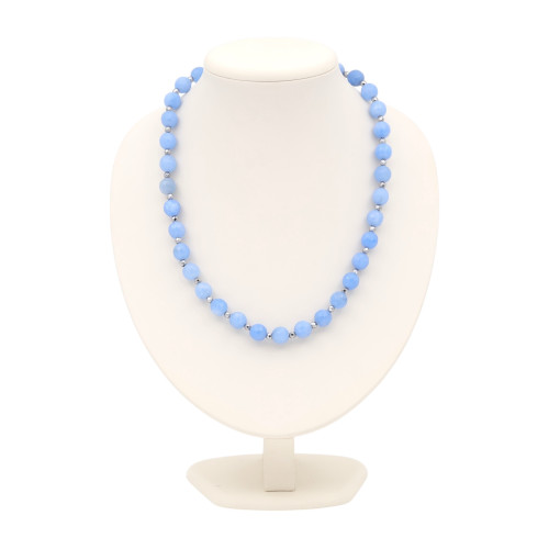 Бусы с аквамарином и гематитом