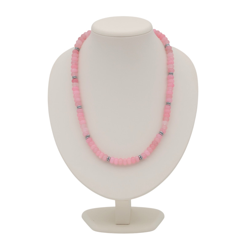 Бусы с розовым кварцем и гематитом