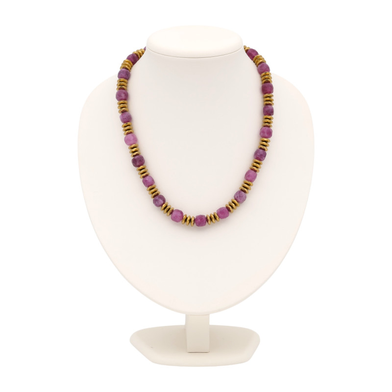 Бусы с рубином и гематитом