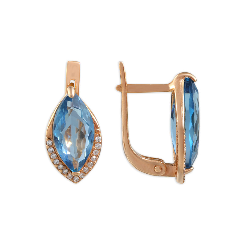 Серьги из серебра с алпанитами и фианитами