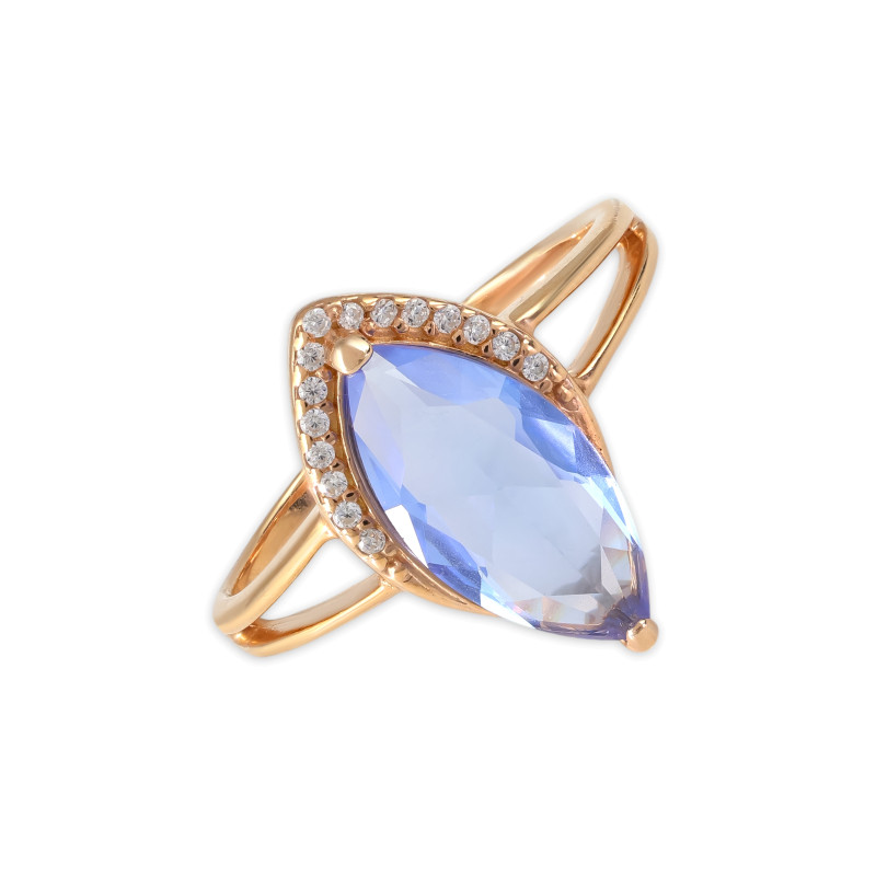 Серебряное кольцо с алпанитом и фианитами