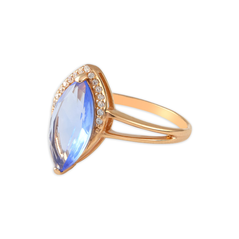 Серебряное кольцо с алпанитом и фианитами