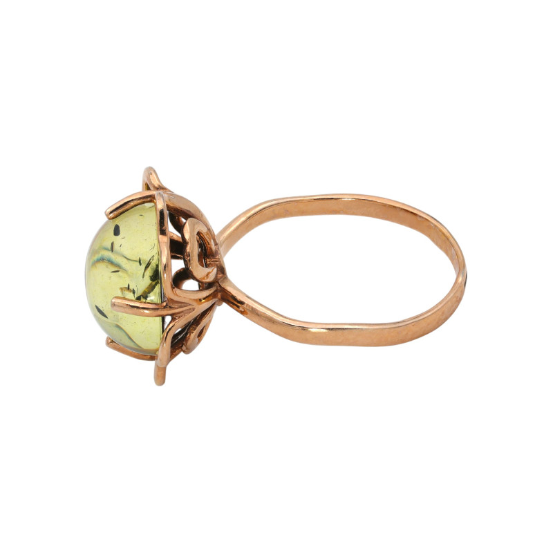 Кольцо позолоченное с янтарём