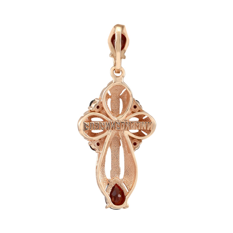 Крест из серебра с гранатом и позолотой