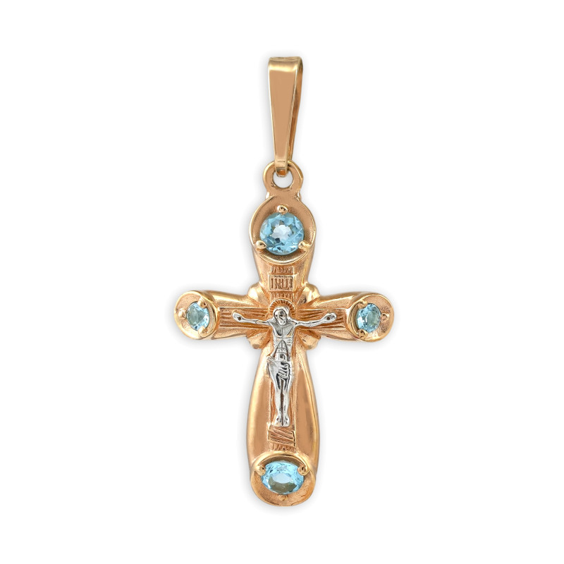 Крест из серебра с топазом и позолотой