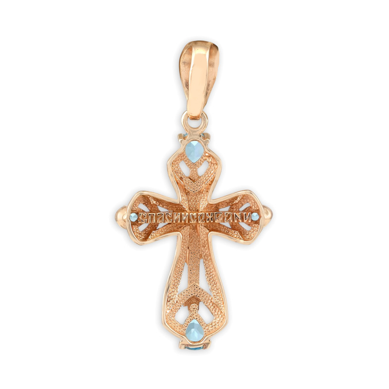 Позолоченный крест из серебра с топазом