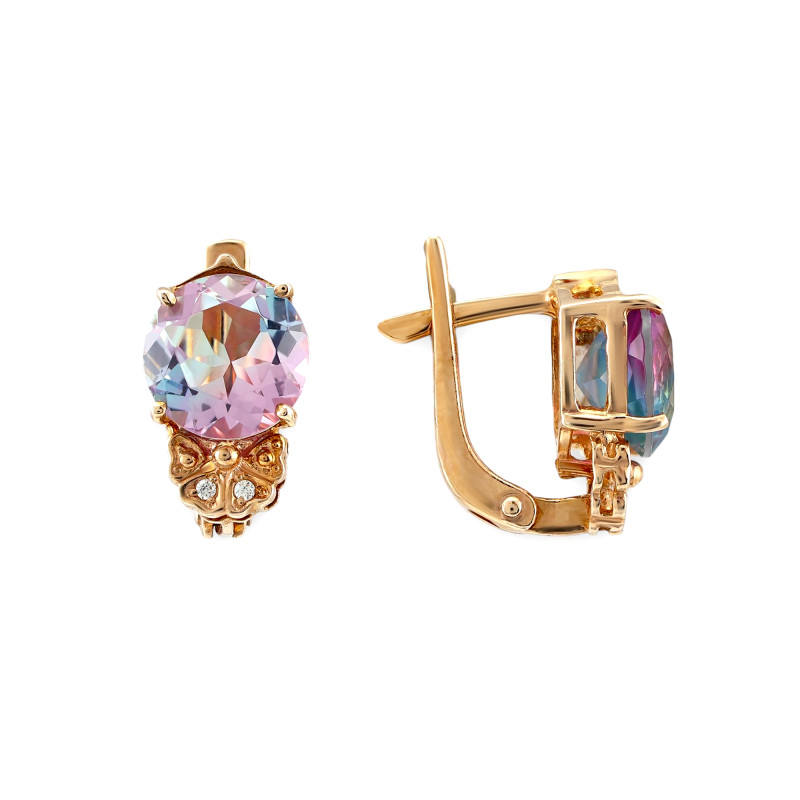 Серьги с позолотой и турмалином