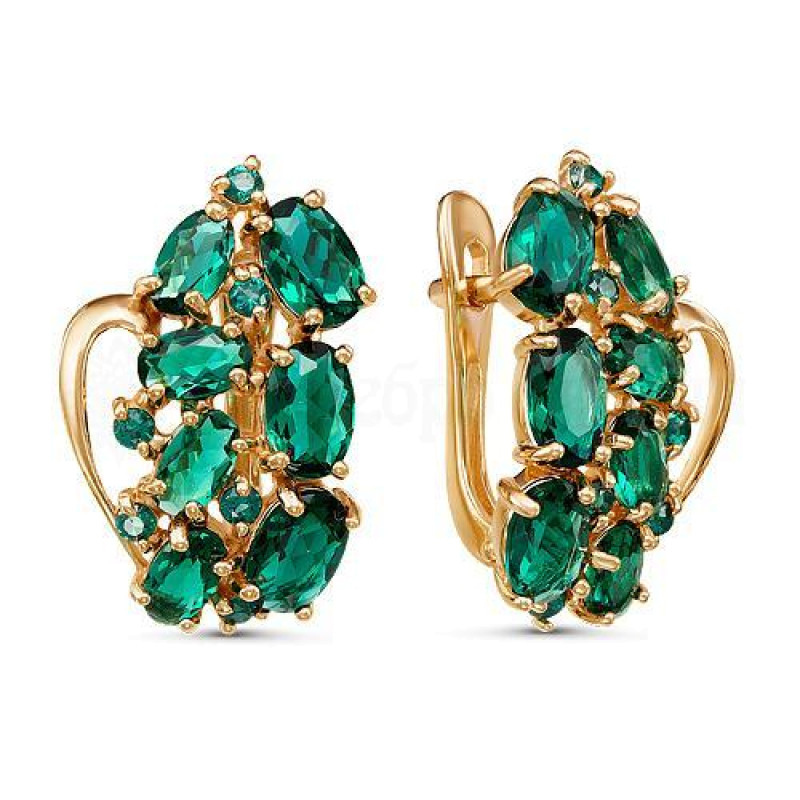 Серьги с кварцем и фианитами