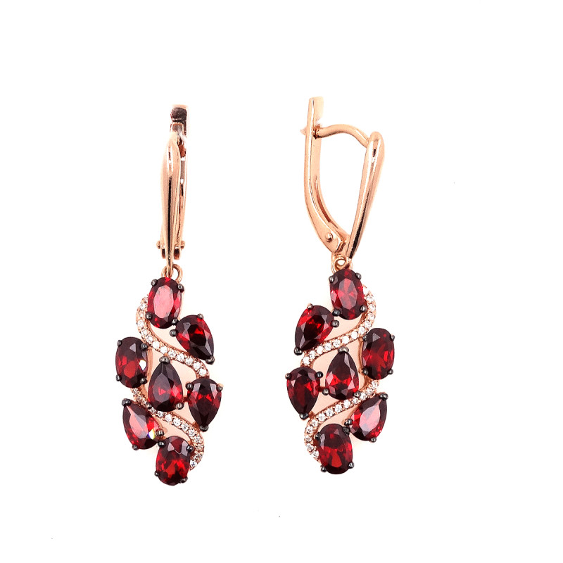 Серьги с кварцем и фианитами