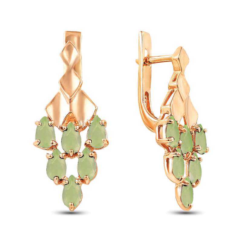 Серьги позолоченные с кварцем