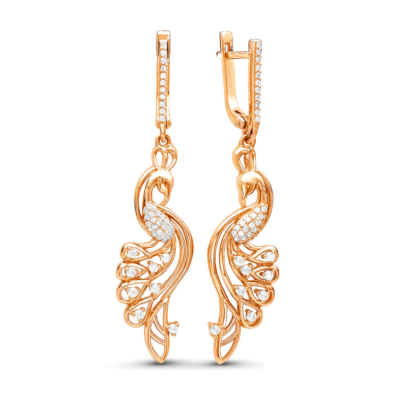 Серьги позолоченные с фианитами