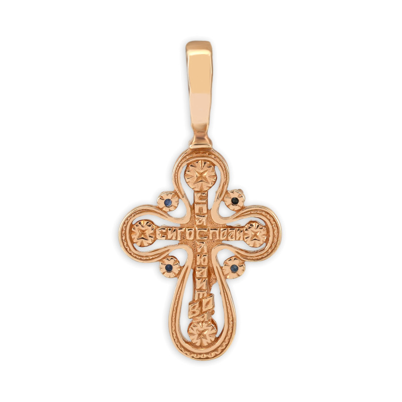 Серебряный крест с сапфирами