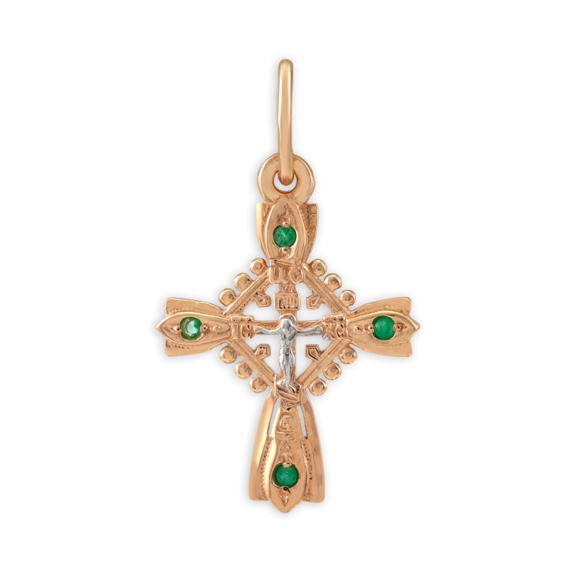 Крест из серебра с изумрудами