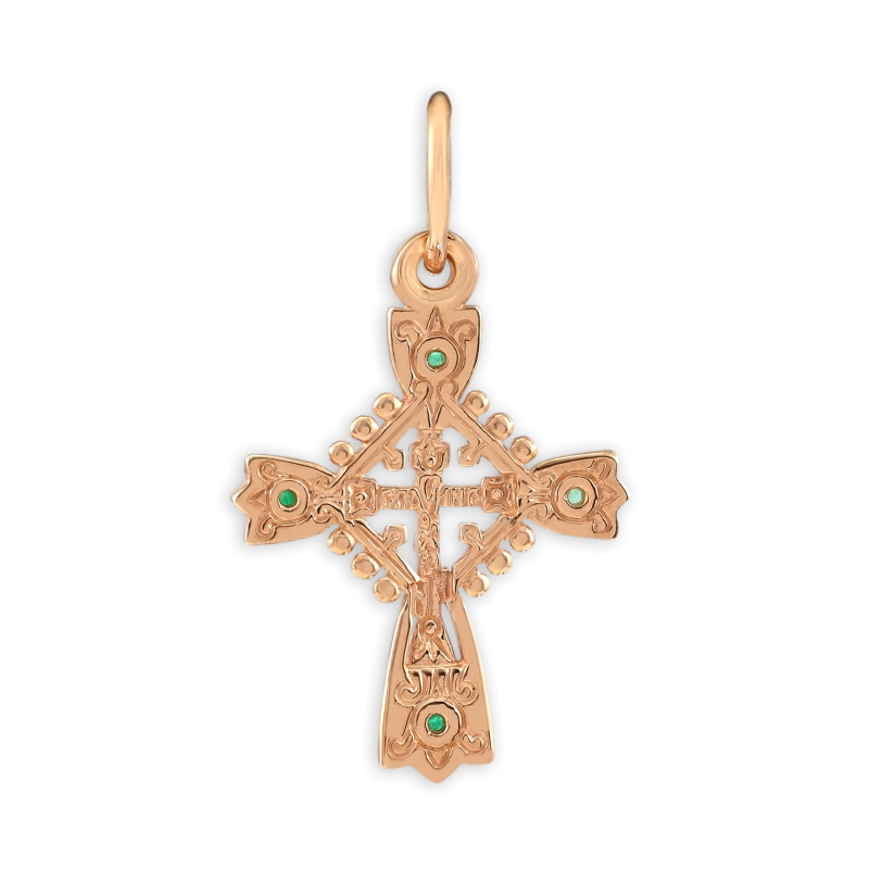 Крест из серебра с изумрудами