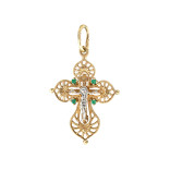 Серебряный крест с изумрудами