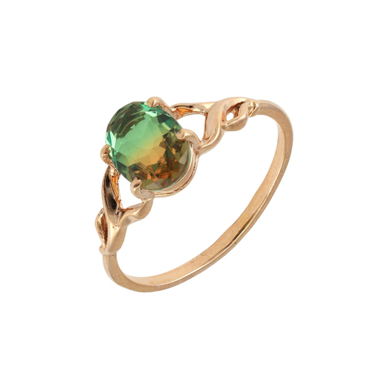 Кольцо с позолотой и турмалином