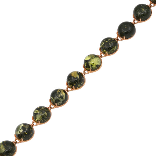 Браслет позолоченный с зелёным янтарём