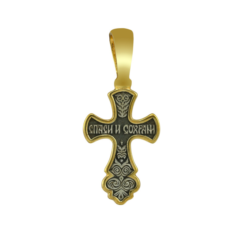Крестик из серебра с позолотой