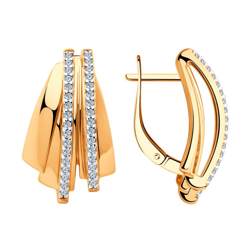 Серьги серебряные с фиантиами и позолотой