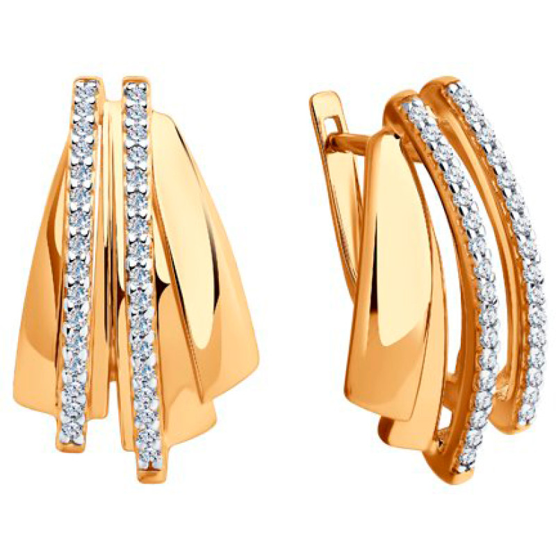 Серьги серебряные с фиантиами и позолотой