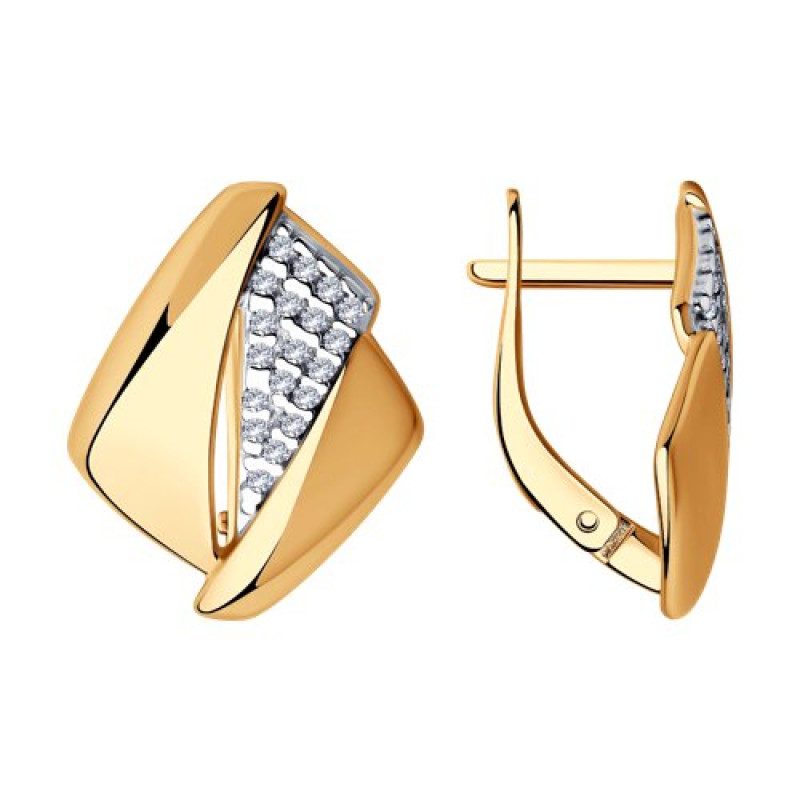 Серьги позолоченные с фианитами