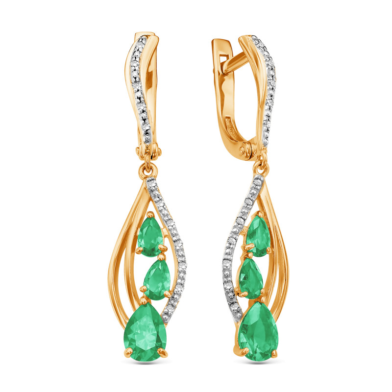 Серьги с кварцем и фианитами