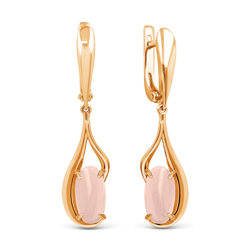 Серьги позолоченные с халцедоном