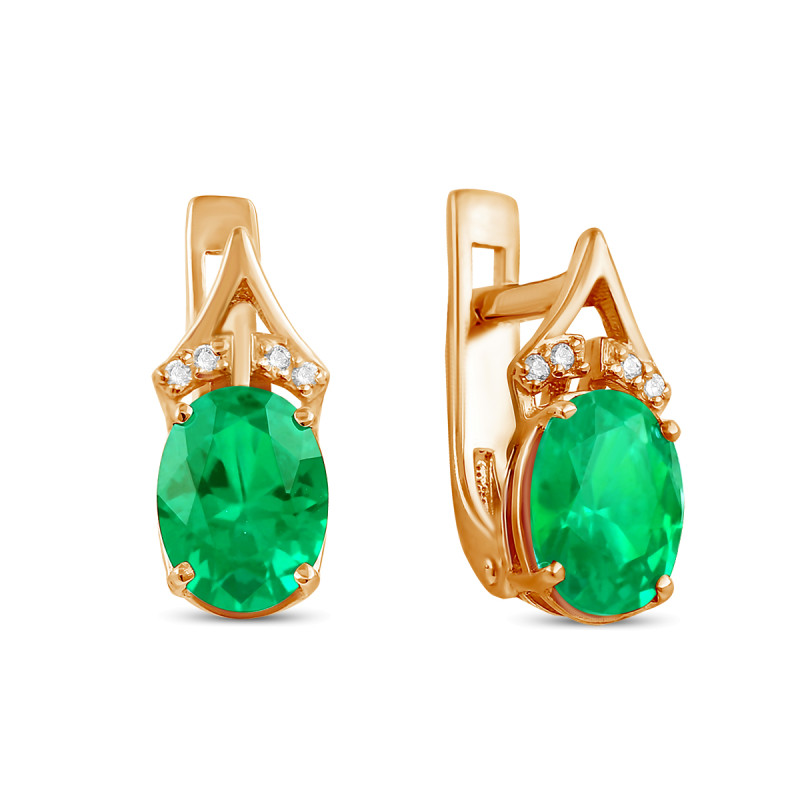 Серьги с кварцем и фианитами