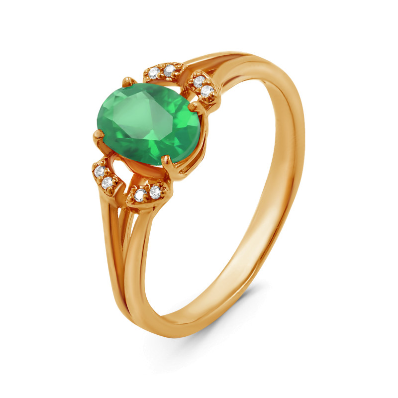 Кольцо с кварцем и фианитами