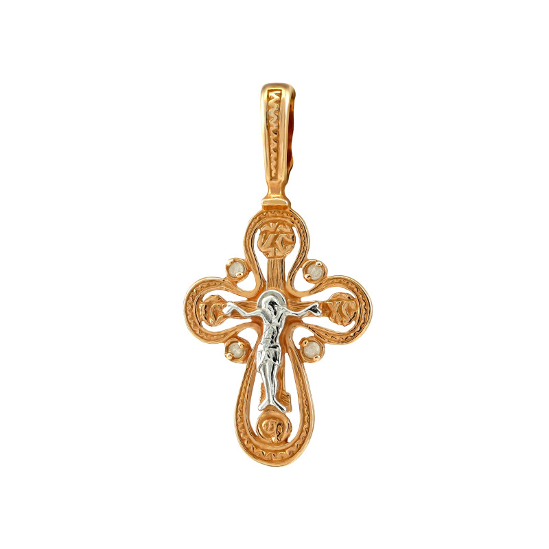 Позолоченный крест с бриллиантами