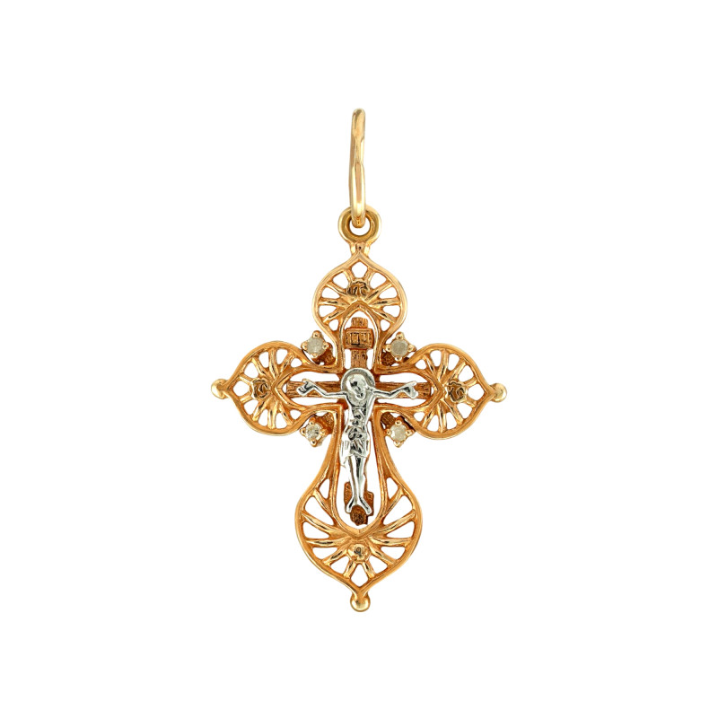Позолоченный крест из серебра с бриллиантами