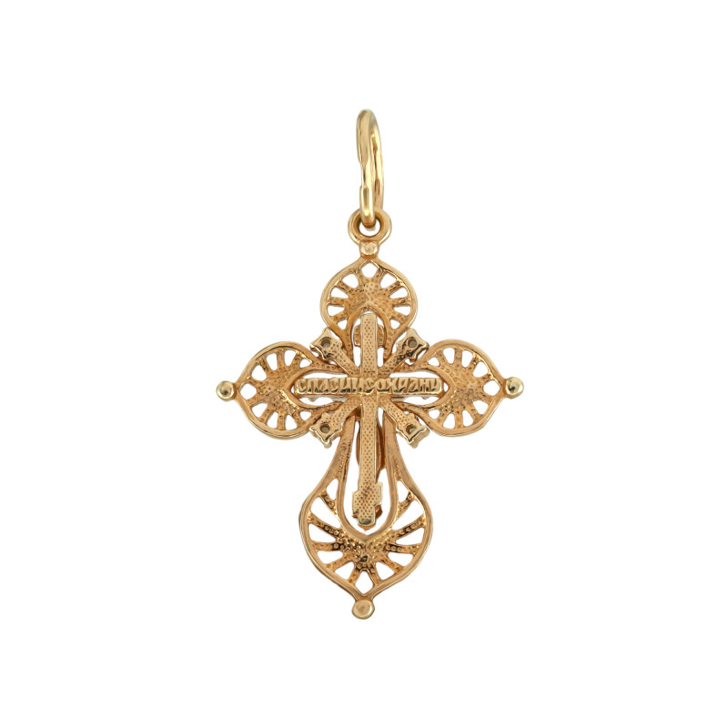 Позолоченный крест из серебра с бриллиантами