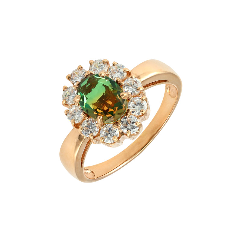 Кольцо позолоченное с турмалином