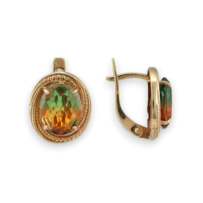 Серьги позолоченные с турмалином