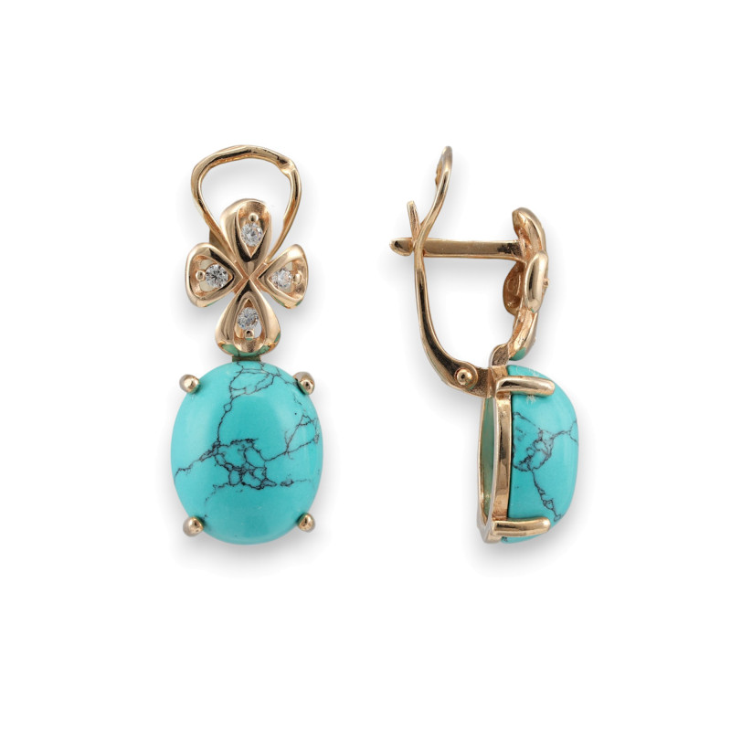 Серьги позолоченные с искусственной бирюзой