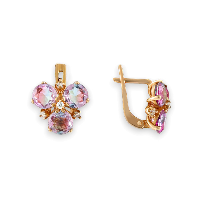 Серьги с турмалинами и кубическим цирконием