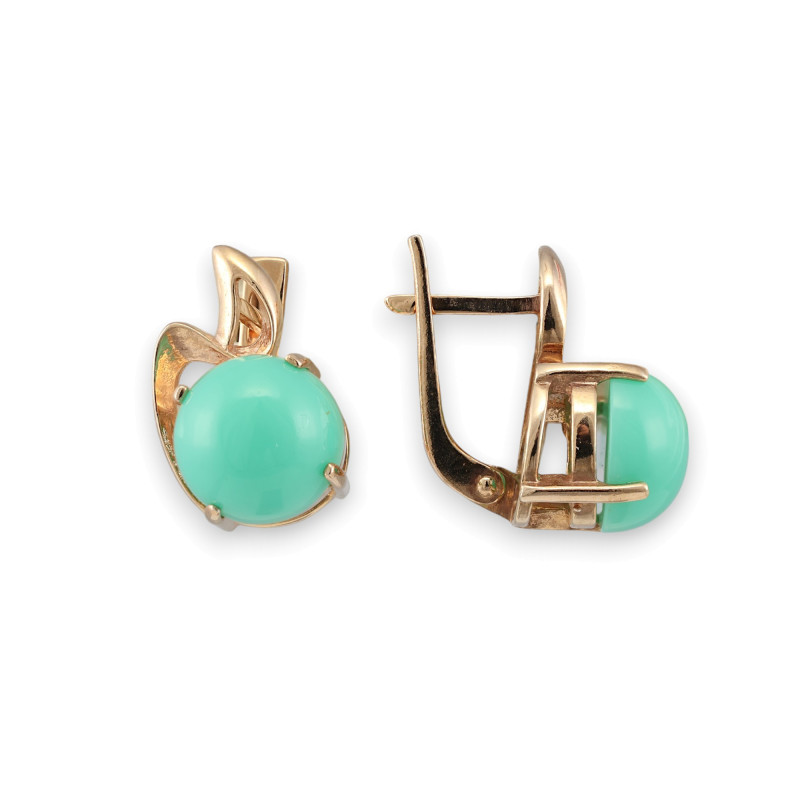 Серьги позолоченные с бирюзой