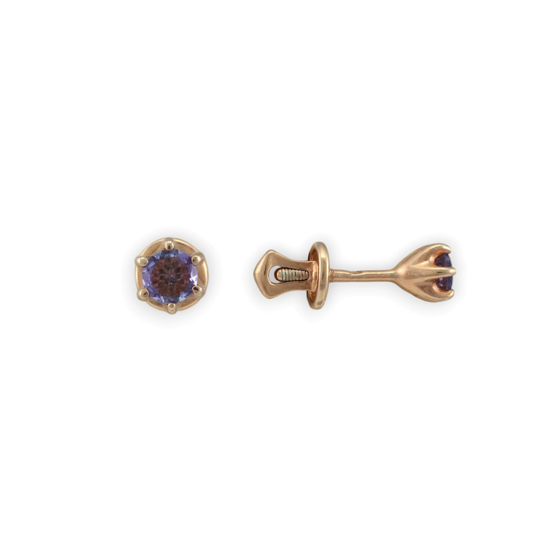 Серьги-пусеты с танзанитом