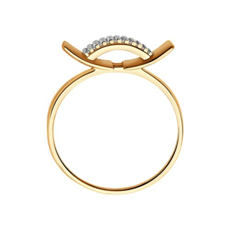 Кольцо с фианитами и позолотой