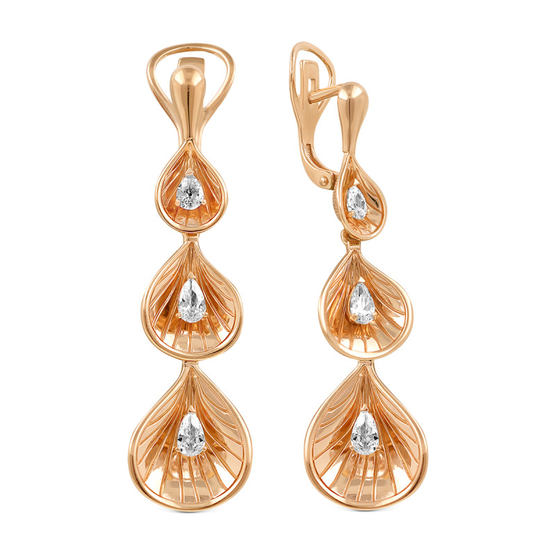 Серьги позолоченные с фианитами