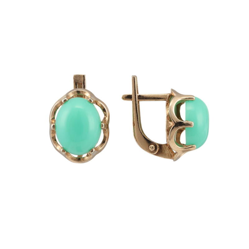 Позолоченные серьги с бирюзой
