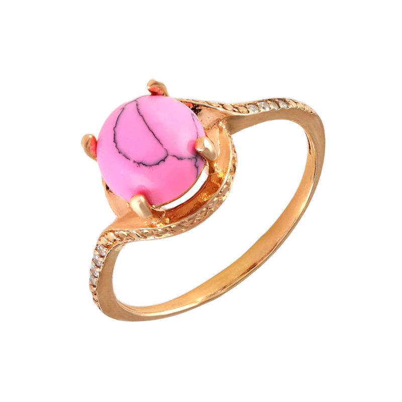 Кольцо с ониксом и кубическим цирконием