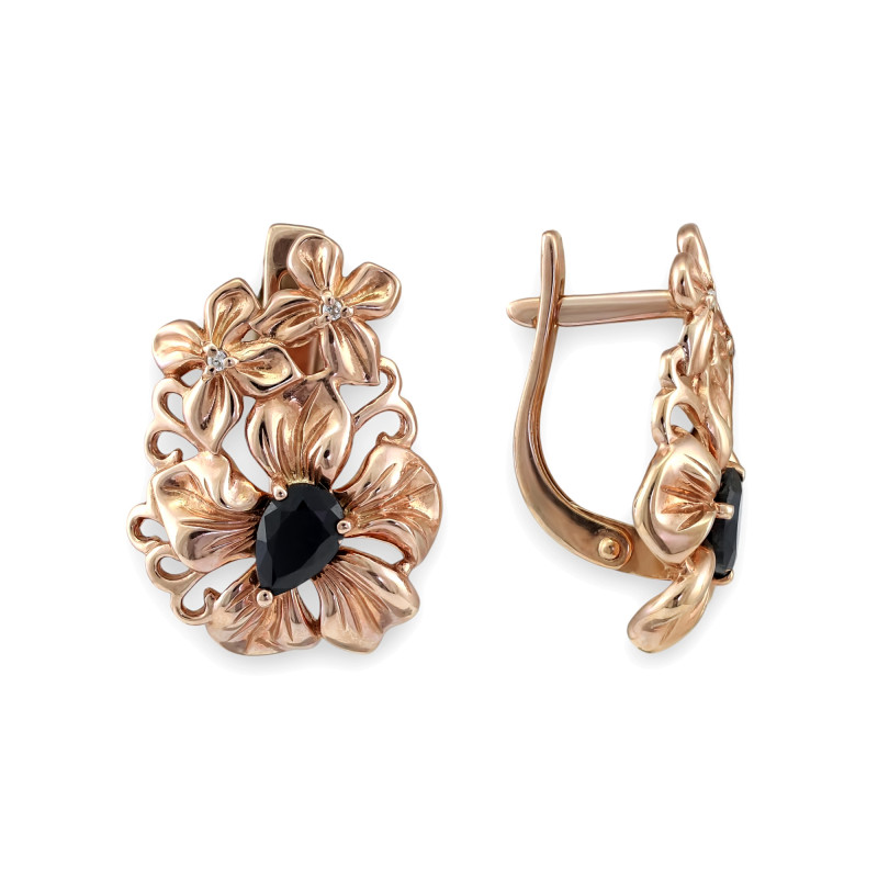 Серьги серебряные с сапфиром и фианитами