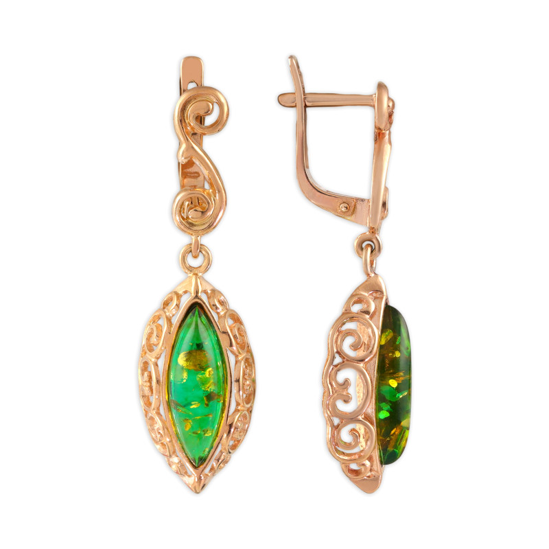 Серебряные серьги с янтарём