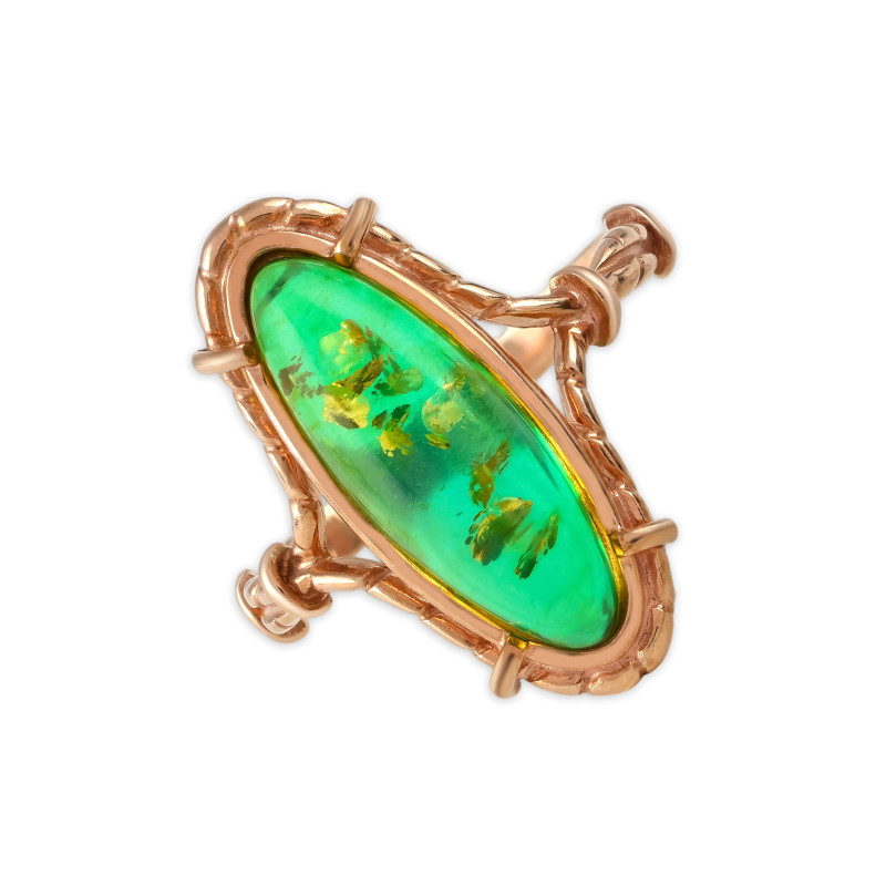 Серебряное кольцо с янтарём