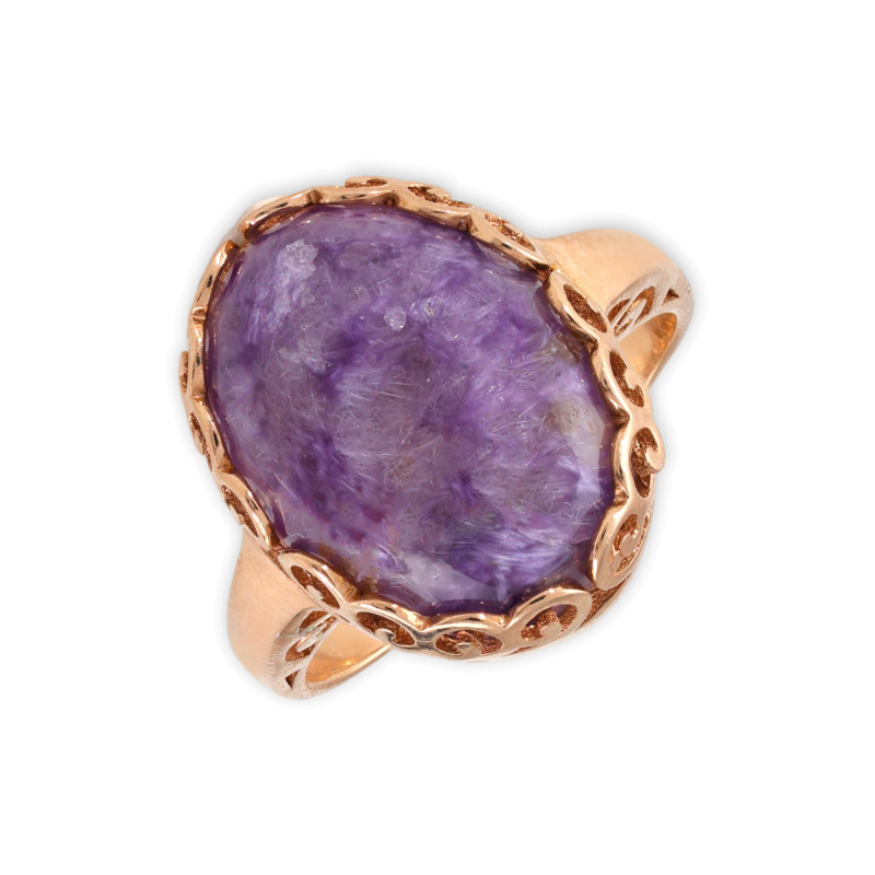 Кольцо серебряное с чароитом