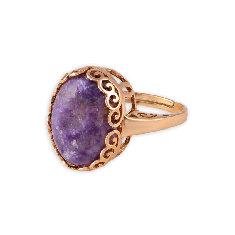 Кольцо серебряное с чароитом