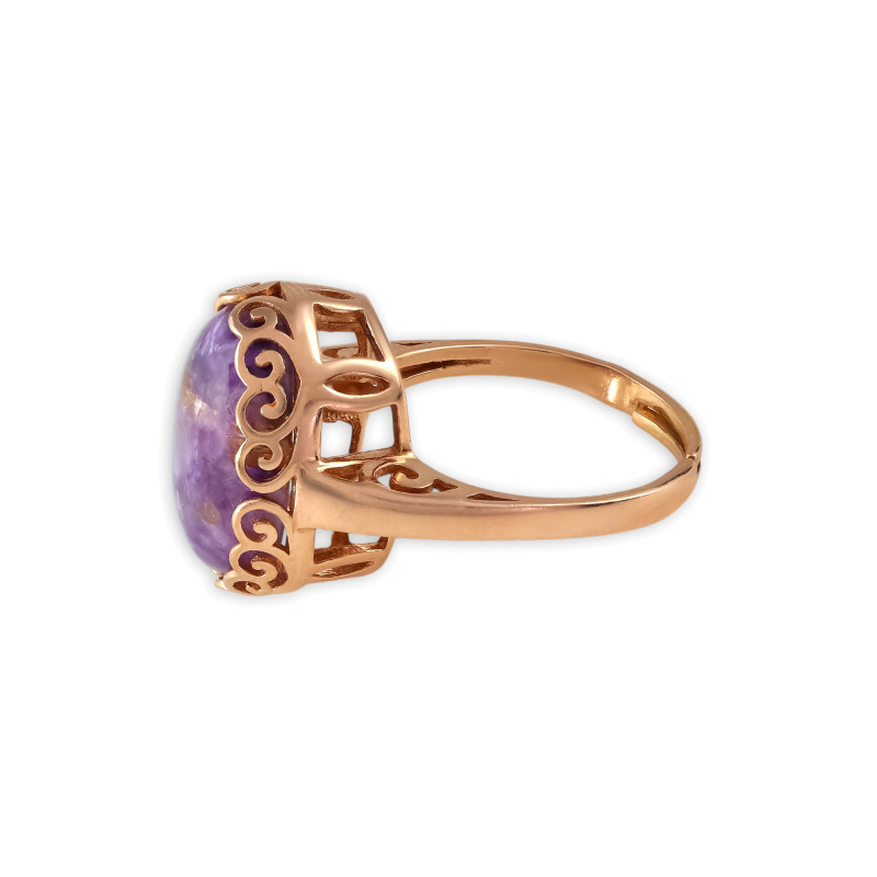 Кольцо серебряное с чароитом