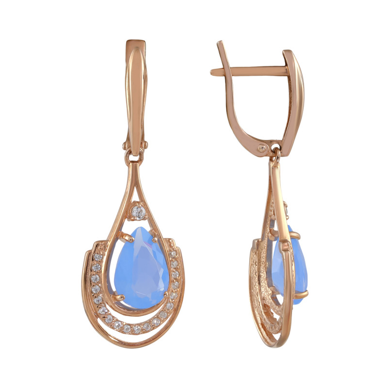 Серебряные серьги с ониксом и фианитами