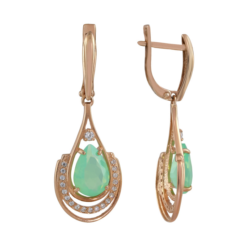 Серебряные серьги с ониксом и фианитами